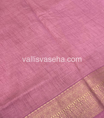 Semi Tussar Silk - Grand Pallu  - Onion Pink Shade - VVSTS031