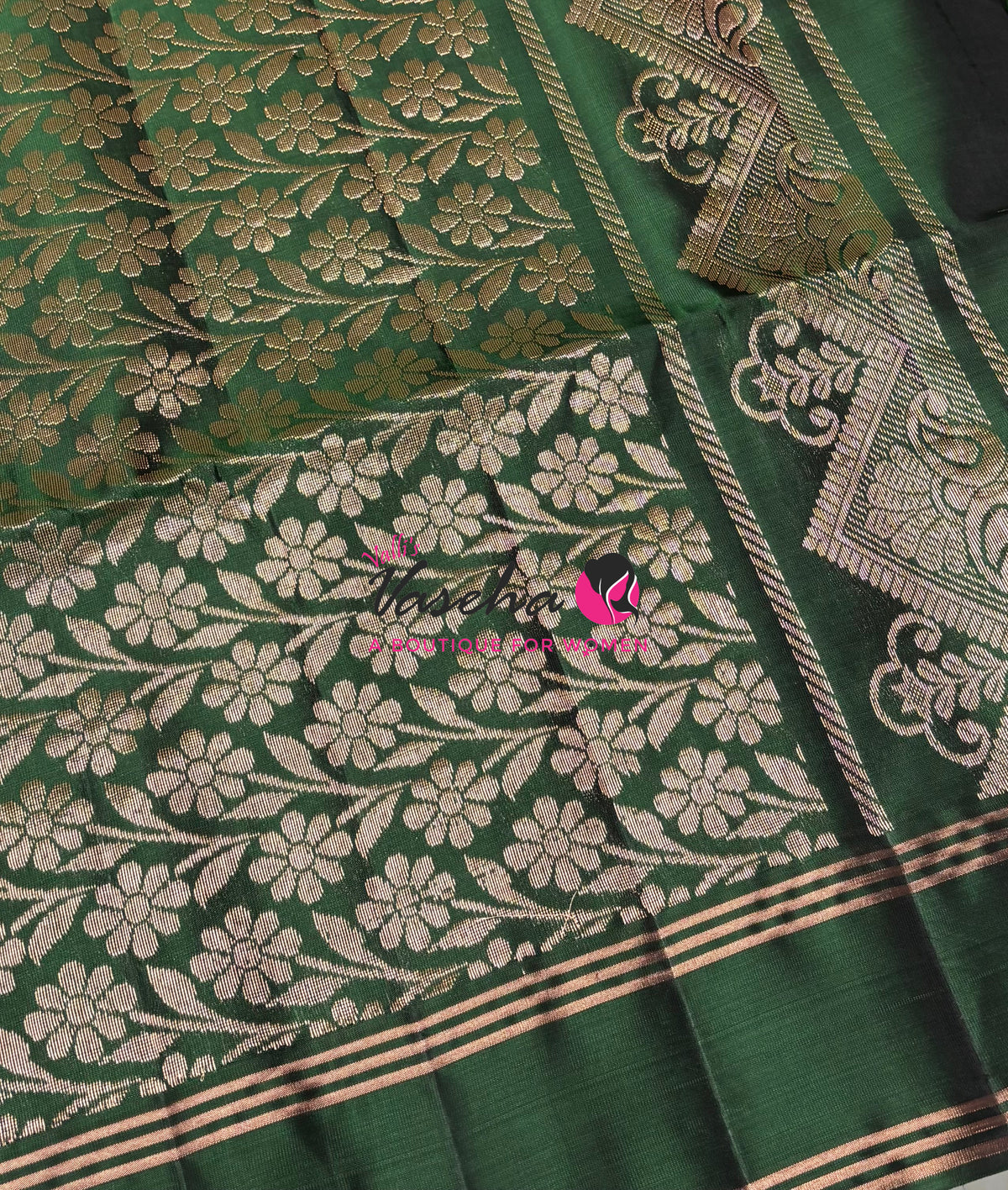 Half Mix - Pure Soft Silk Saree - Meenakari Style Butta - Rust Orange With Green - VVPSS148