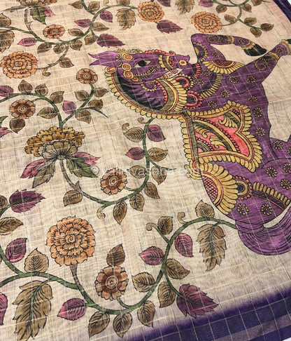 Semi Chanderi Saree - checks pattern - VVSCS002