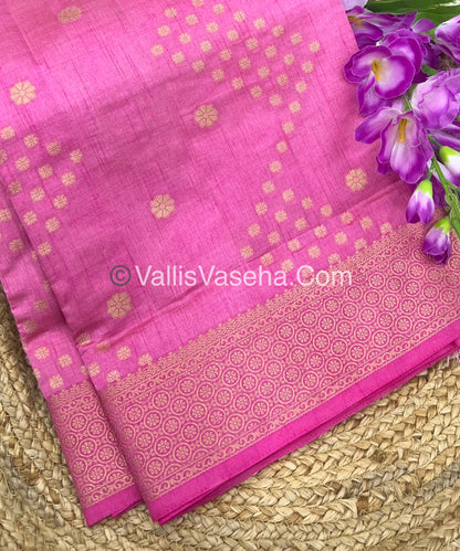 Semi Tussar Silk - Grand Pallu  - Pink Shade - VVSTS025