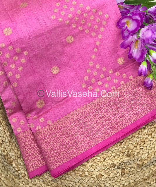 Semi Tussar Silk - Grand Pallu  - Pink Shade - VVSTS025