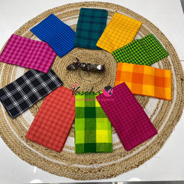 Blouse Bit - Pack Of 10pcs - Assorted-  Semi cotton- Multi Checks - 1 mtr - VVBB006