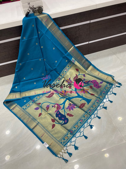 Semi Paithani Saree  - Ramar Blue  Shade - VVSPS001