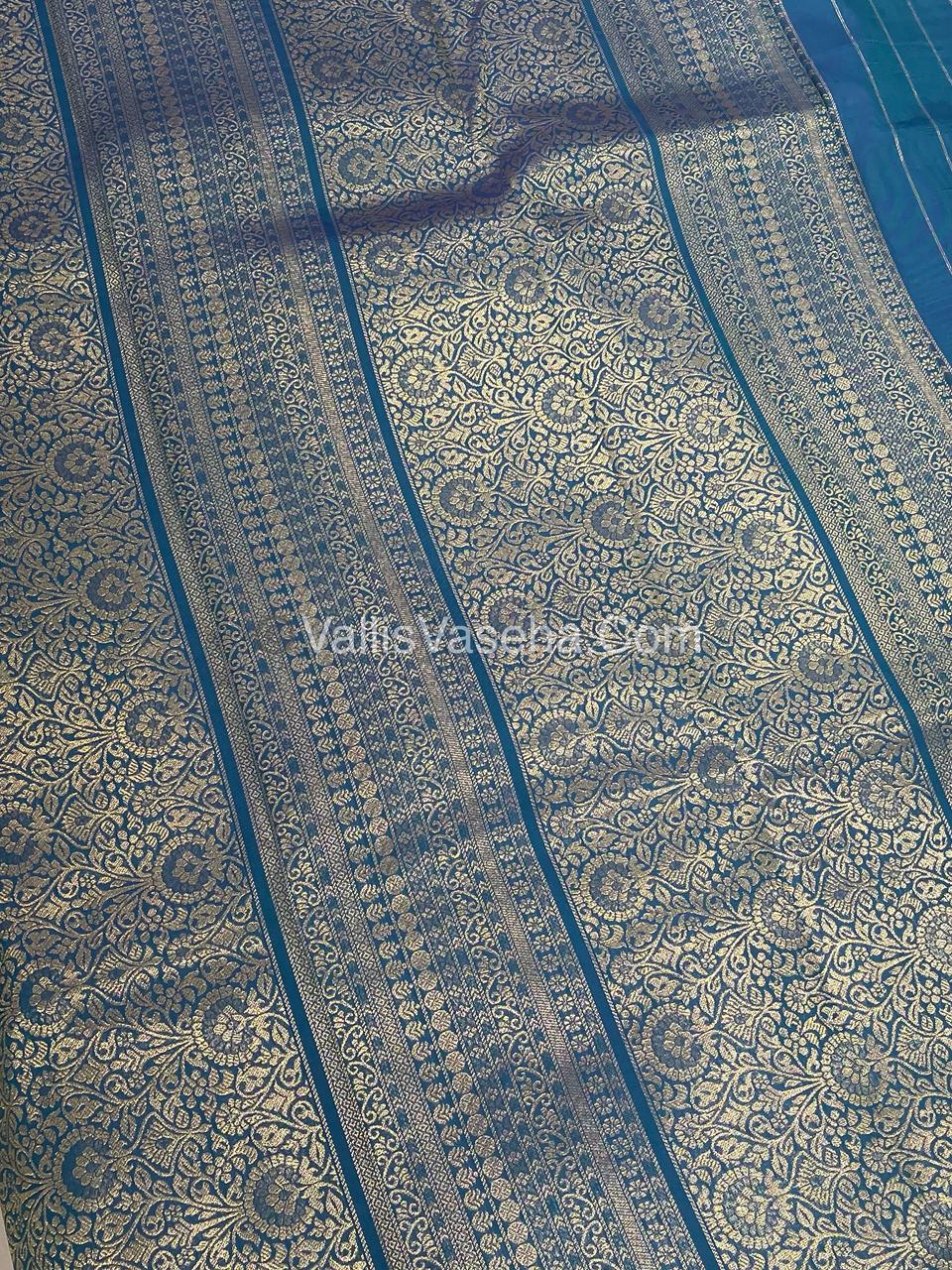 Semi Soft Silk - Border less - Blue Shade -VVSSS034