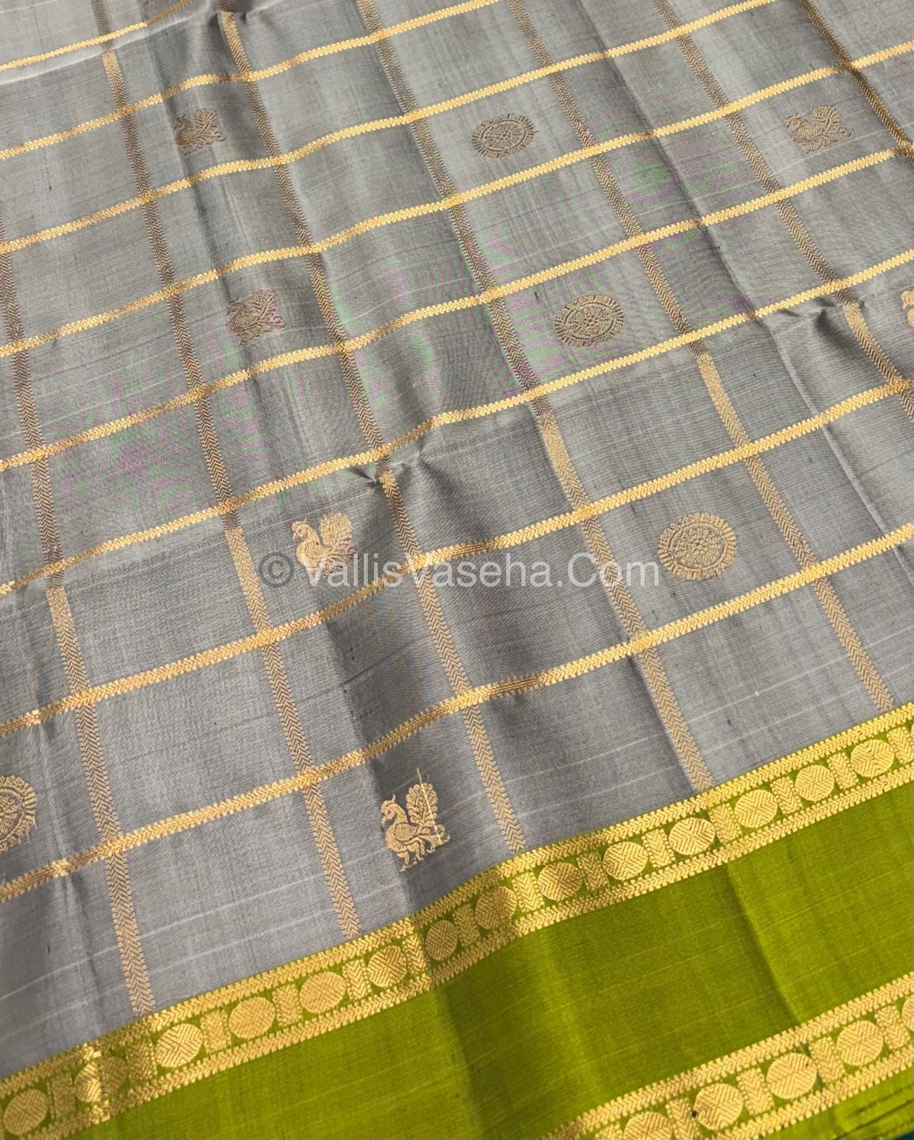 Pure Soft Silk Saree - Retta Petta Border- Mayil & Chakkaram - VVPSS057