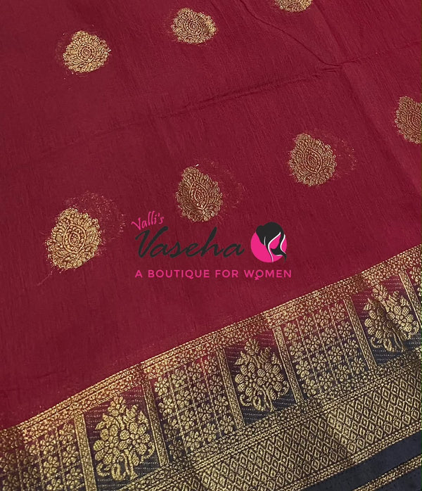 Semi Jute Silk Saree - Blue With Green Shade- VVSJS002