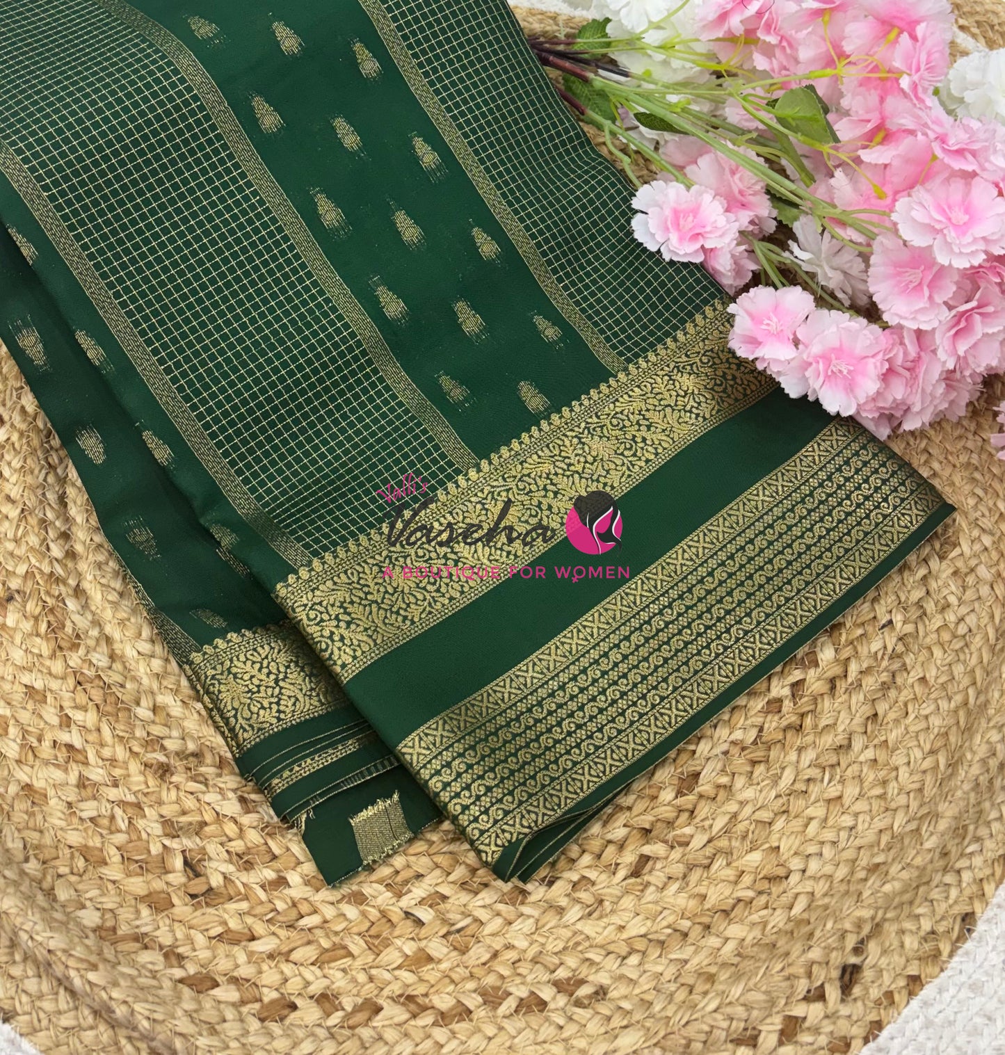 Semi Mysore Crepe Silk  - Green Shade - VVSMC004