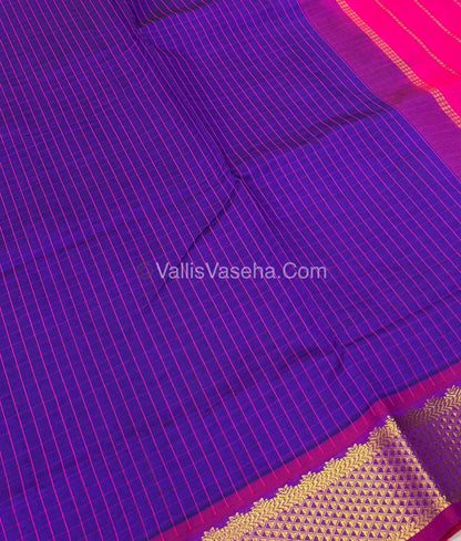 Semi Silk Cotton Saree - Purple With Pink Shade - VVSSC004