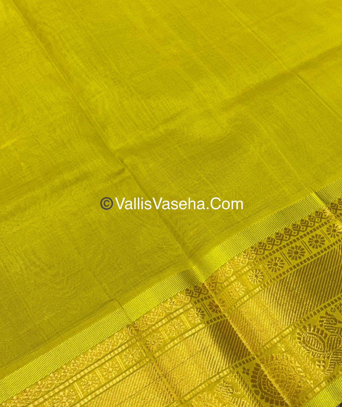 Pure Silk Cotton Saree - Mayil & Chakkaram Design - Grey With Yellow  Shade - VVMC001