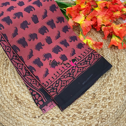 Pure Soft Mul Mul Cotton Sarees - Hand Block Prints - VVMMC011