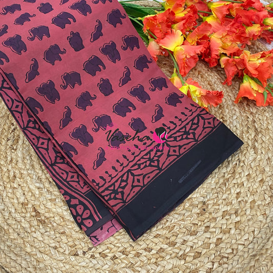 Pure Soft Mul Mul Cotton Sarees - Hand Block Prints - VVMMC011