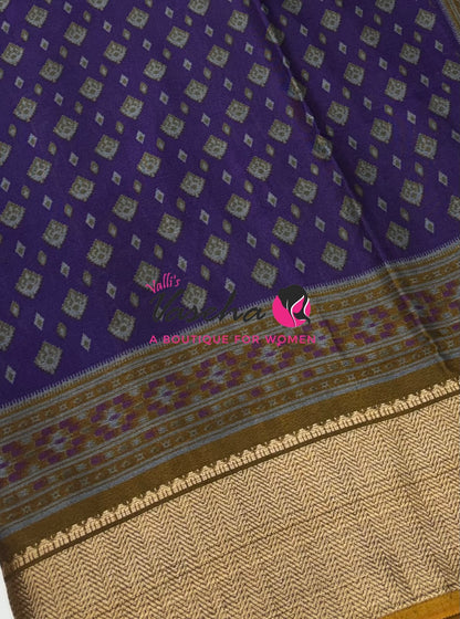 Casual Wear - Semi Patola Silk - Purple & Yellow Shade - VVSPS001
