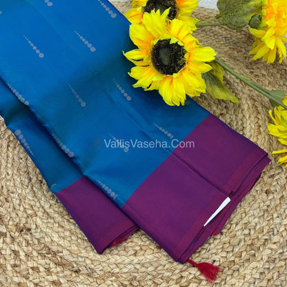Half Mixed Soft Silk Saree - Blue With Purple  - VVPSS073