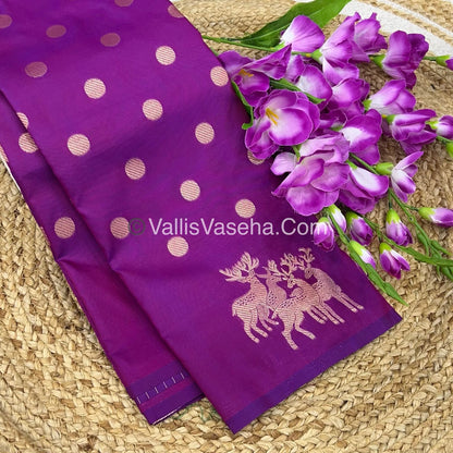 Semi Soft Silk - Deer Butta Border - Purplish Pink Shade -VVSSS017