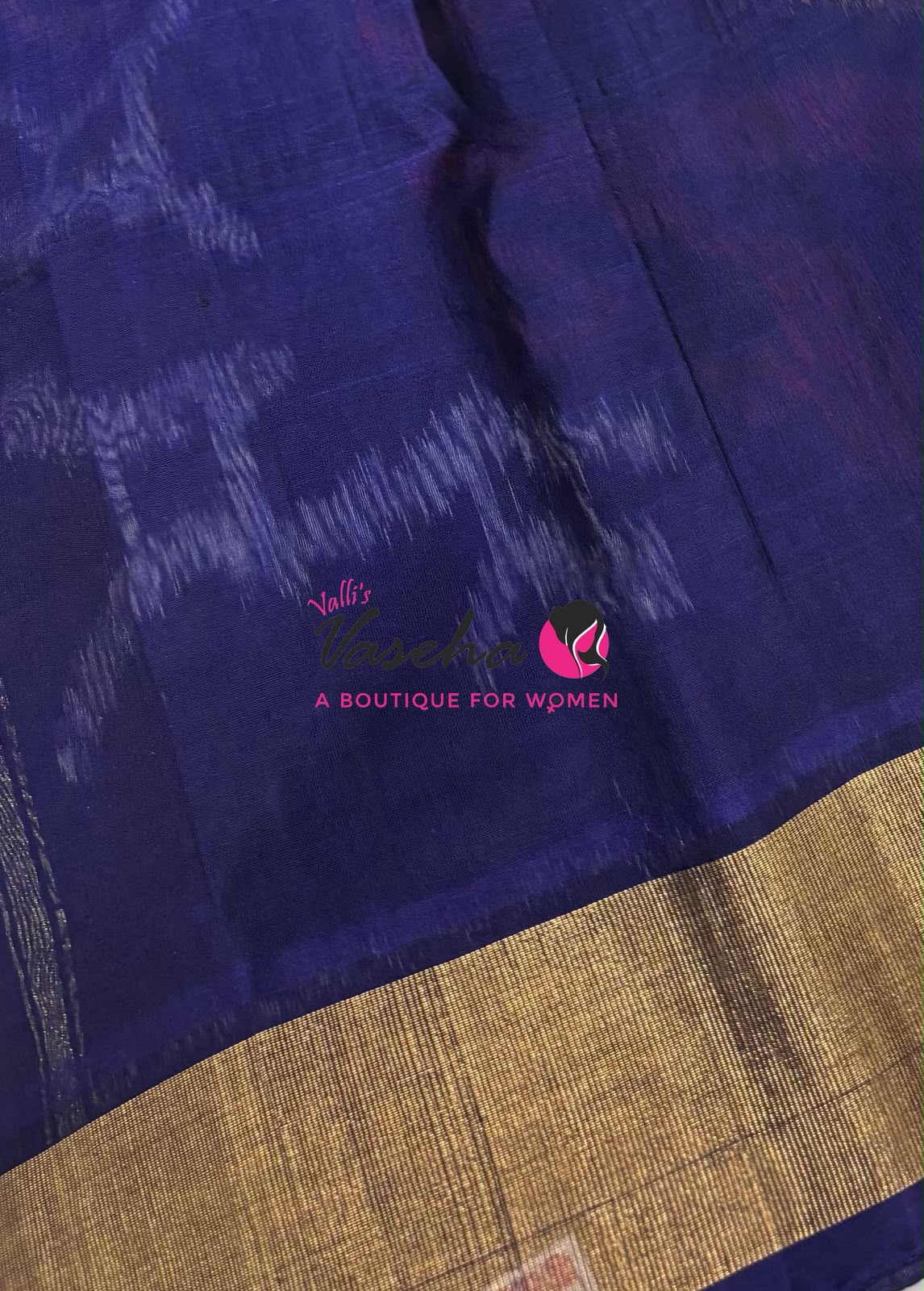 Pochampally Silk Cotton Saree - Blue  & Blue Shade - VVPPS001