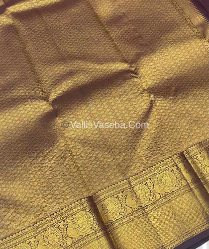Pure Kanchipuram Silk Saree - Vaira Voosi design - Wine Brown shade - VVPS014