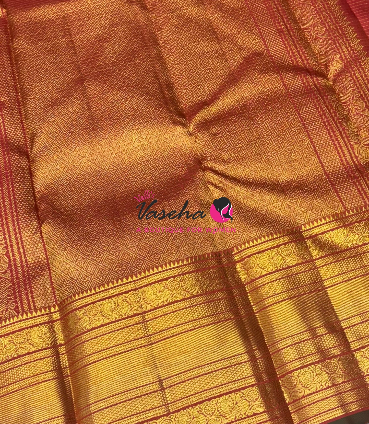 Pure Kanchipuram Silk Saree - Rust Orange Shade - VVPS040