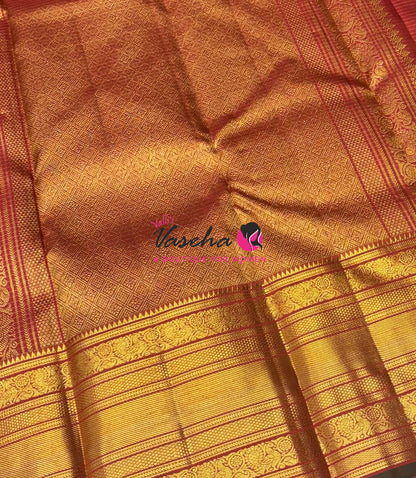 Pure Kanchipuram Silk Saree - Rust Orange Shade - VVPS040