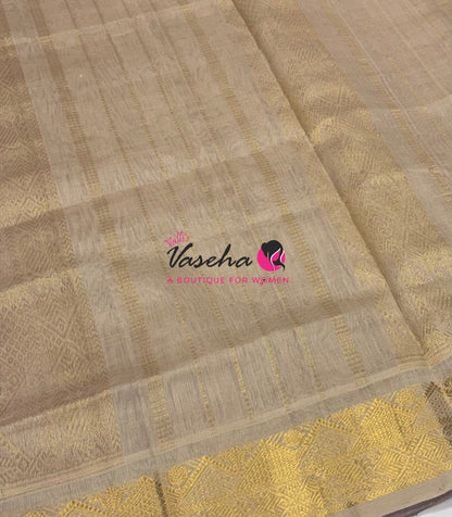 Pure Korvai Silk Cotton - Checks Pattern - Purplish Pink with Cream Shade  - VVKSC035