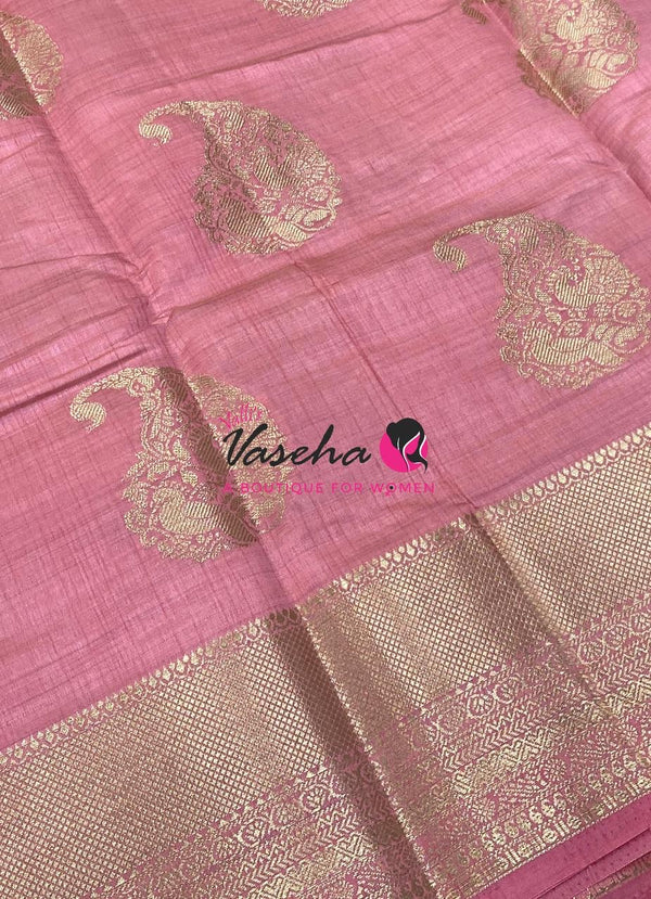 Semi Tussar Silk Saree | Light Peach Shade |VVSTS055