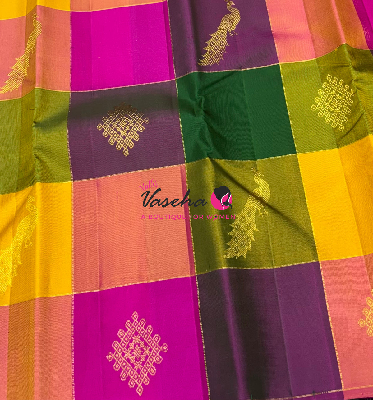 Pure Kanchipuram Silk Saree - Pazhum Pazhamum Checks - VVPS083