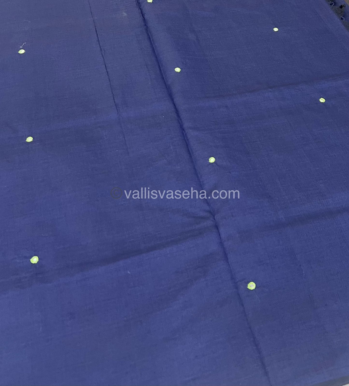 South Mixed Cotton - Mirror Work Embroidery - Blue with Green  - VVPCM002