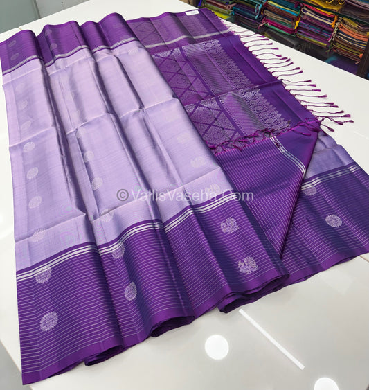 Pure Soft Silk Saree - Lavender with Purple - VVPSS071
