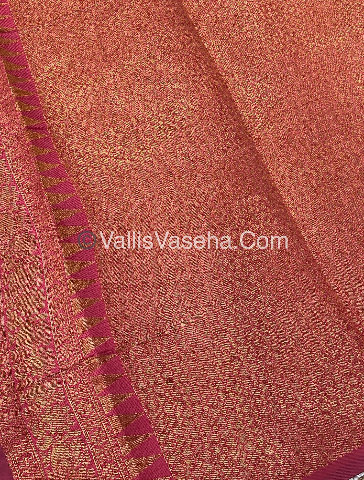 Kanchi Semi Silk - Mayil & Chakkaram design - Cream  with Pink - VVKSS001