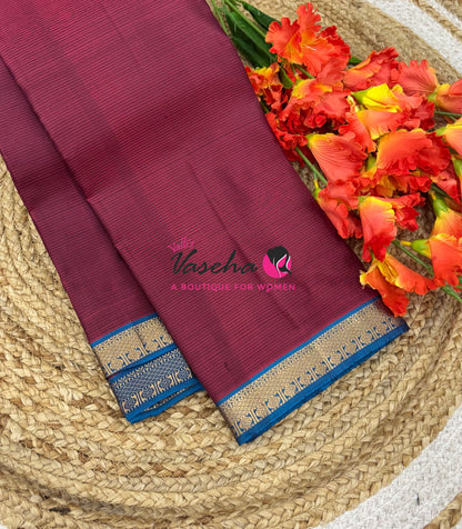 Pure Soft Silk Saree  - Maroon With Blue Combo - VVPSS146