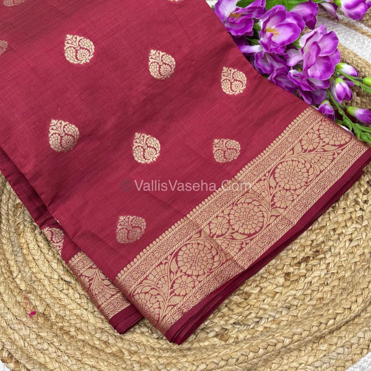 Semi Tussar Silk - Grand Pallu  - Maroon Shade - VVSTS029