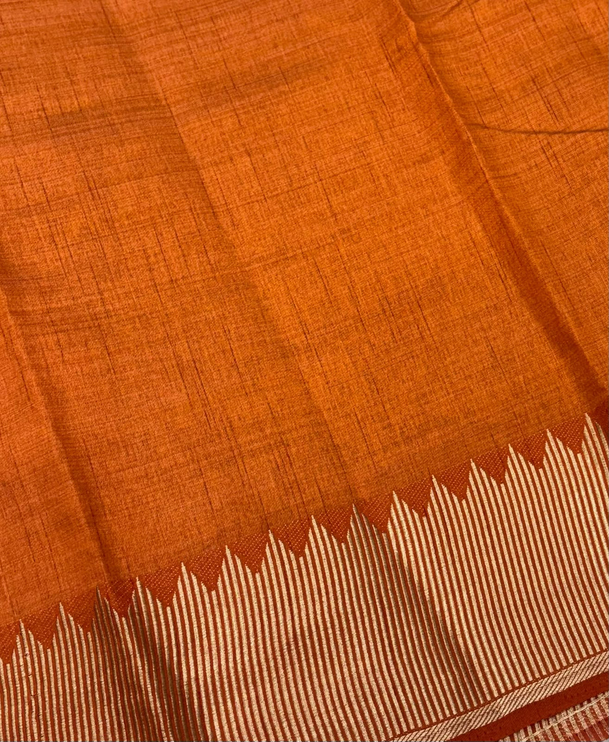 Semi Tussar Silk Saree | Rust Orange Shade |VVSTS051