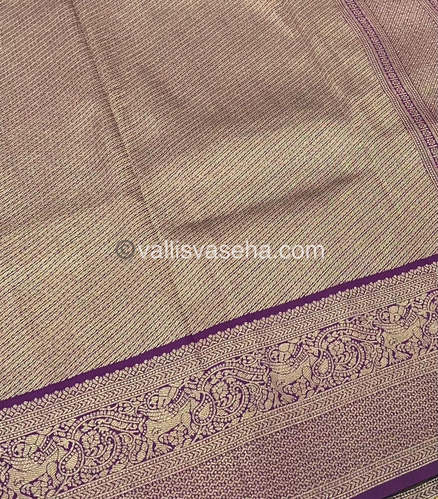Semi Kanchi Silk - Mahendi Green & Purple Shade  - VVSKS004
