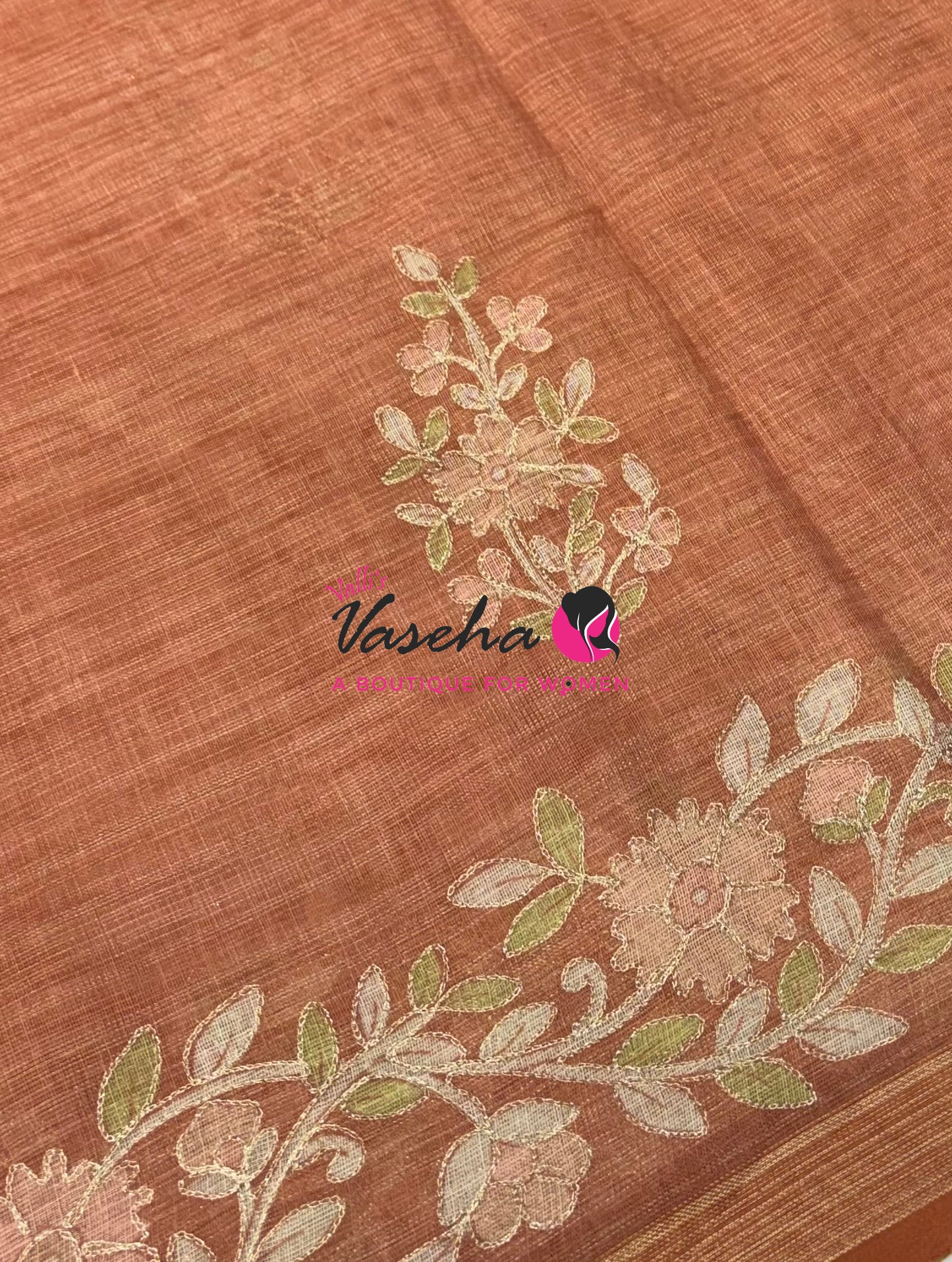Linen Tissue Saree - Orange  Shade - VVLTS002