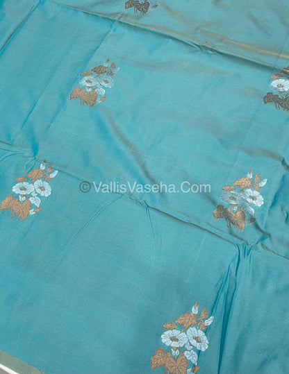 Semi Soft Silk - Border less - Pastel Blue Shade -VVSSS007