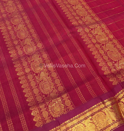 Pure Korvai Silk Cotton Saree - Blue With Red - VVKSC020