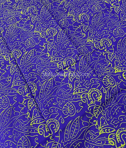 South Mixed Cotton - Mirror Work Embroidery - Light Green with Violet  - VVPCM002