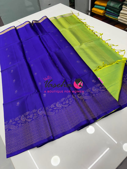 Pure Soft Silk Saree -  Blue & Green Shade - VVPSS086
