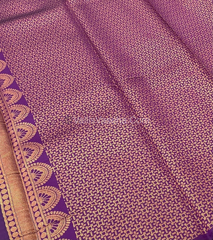 Kanchi Semi Silk  - Green with Purple - VVKSS003