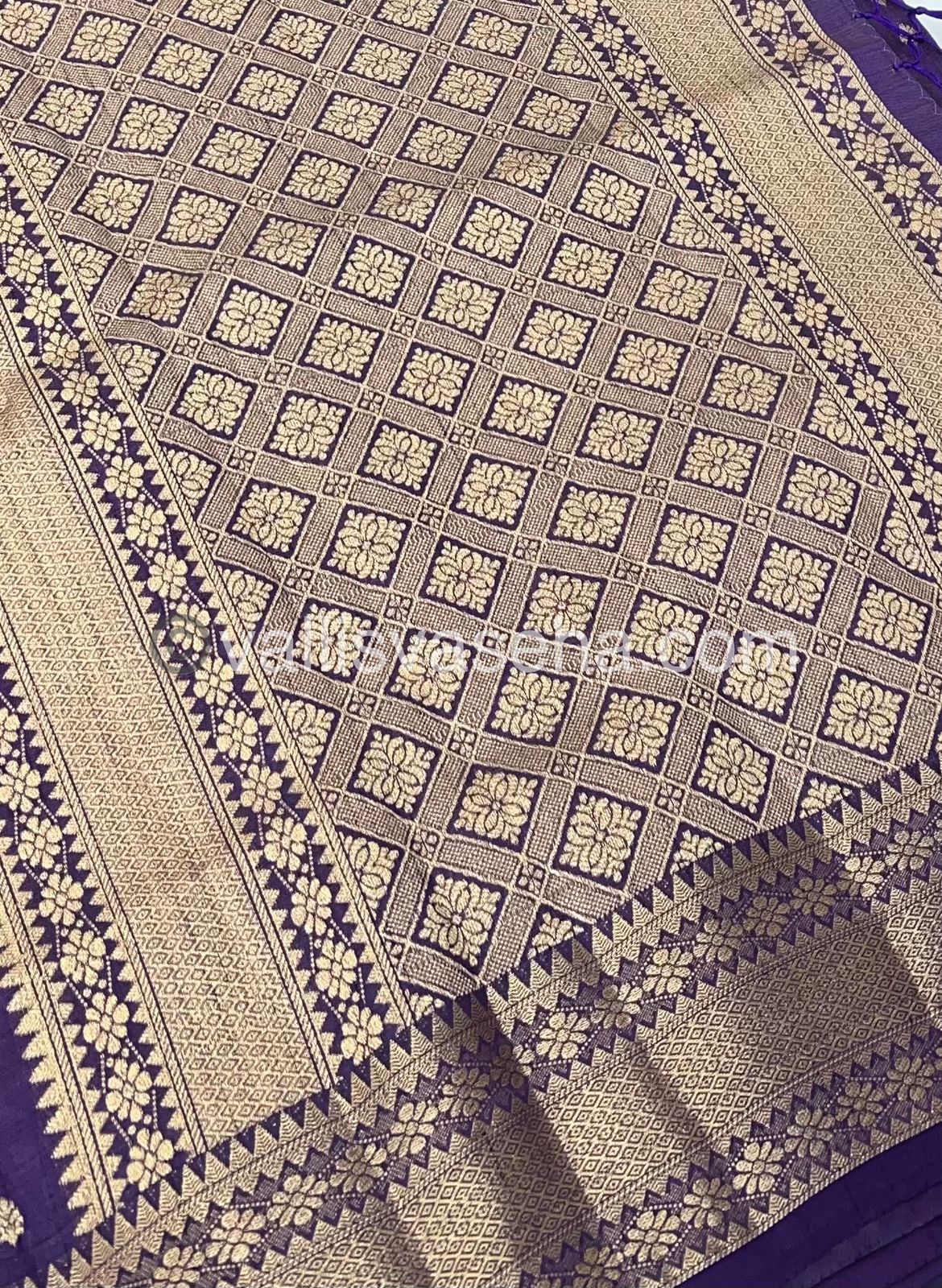 Semi Tussar Silk - Grand Pallu  - Purple Shade - VVSTS017