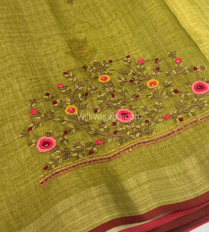 French Knot - Tissue Saree - Green Shade - VVLFN001