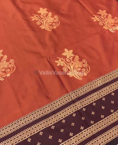Semi Soft Silk - Rust Orange With Wine Brown Shade -VVSSS022