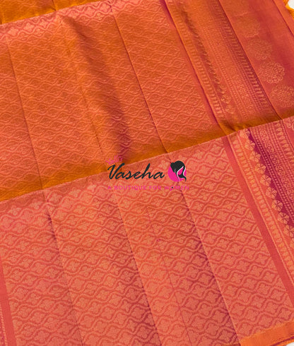 Pure Soft Silk Saree - Peachish Orange Shade - VVPSS094