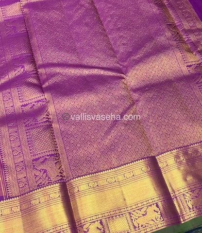 Pure Kanchipuram Silk Saree - Dual Tone Rust & Purple Shade  - VVPS022