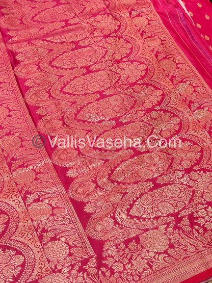 Semi Soft Silk with Border - Bright Pink Shade  -VVSSS012