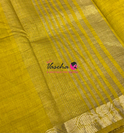 Semi Tussar Silk - Lemon Yellow Shade - VVSTS003