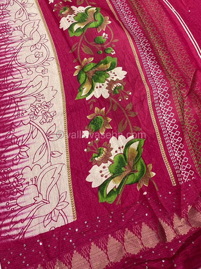 Casual Wear Sarees - Semi Binny / Semi Dola Silk - Pink Shade - VVSDS004