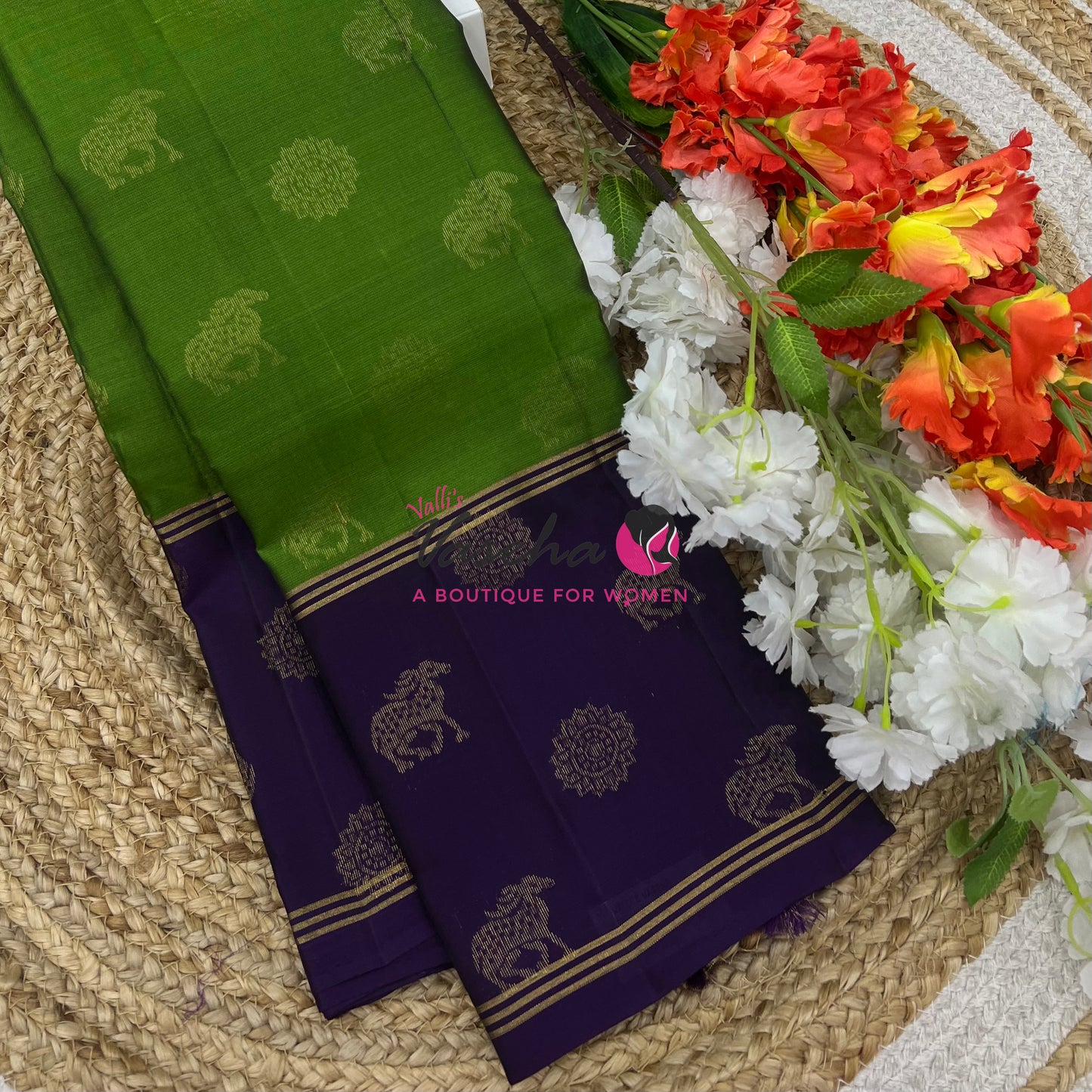 Half Mix - Pure Soft Silk Saree - Long Retta Petta Border with Butta - VVPSS084