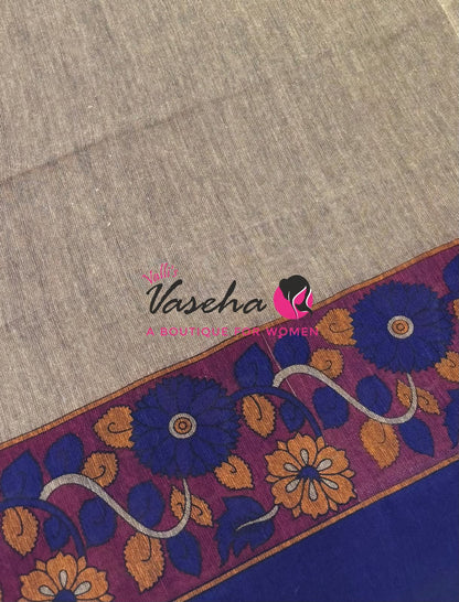 Handloom Cotton Sarees with Kalamkari Blouse - VVKCK004