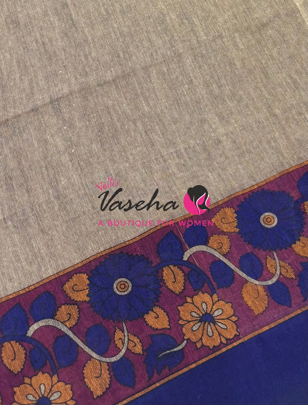 Handloom Cotton Sarees with Kalamkari Blouse - VVKCK004