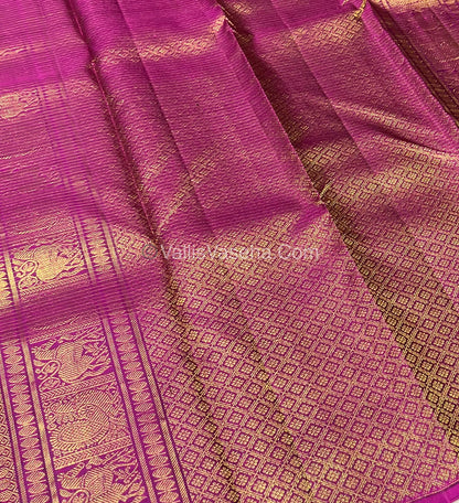 Pure Kanchipuram Silk Saree - Green & Purplish Pink Shade  - VVPS024